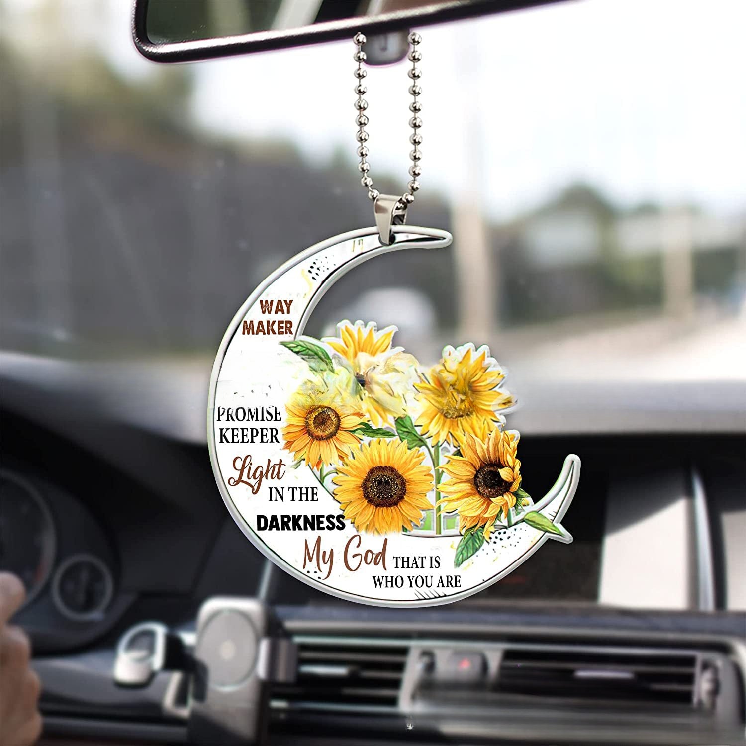 Decoración del espejo retrovisor acrílico acrílico de girasol.